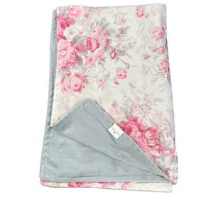 Laura Ashley floral Pink Grey Baby Blanket Minky Flannel Fleece